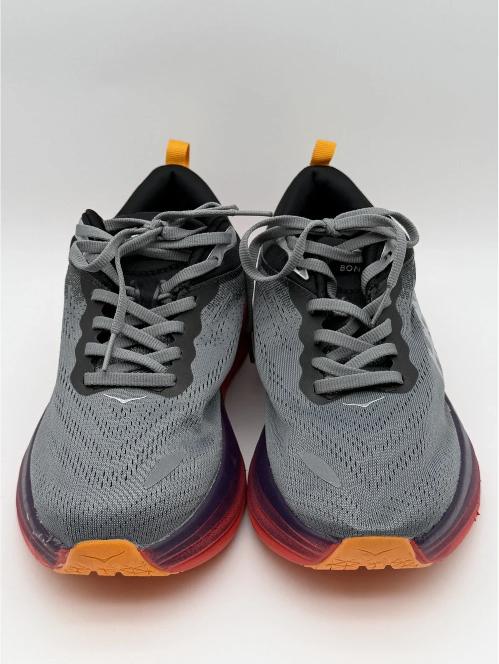 Hoka Bondi 8 Men's Running Shoes Castlerock Flame Gray Red, Size 7.5